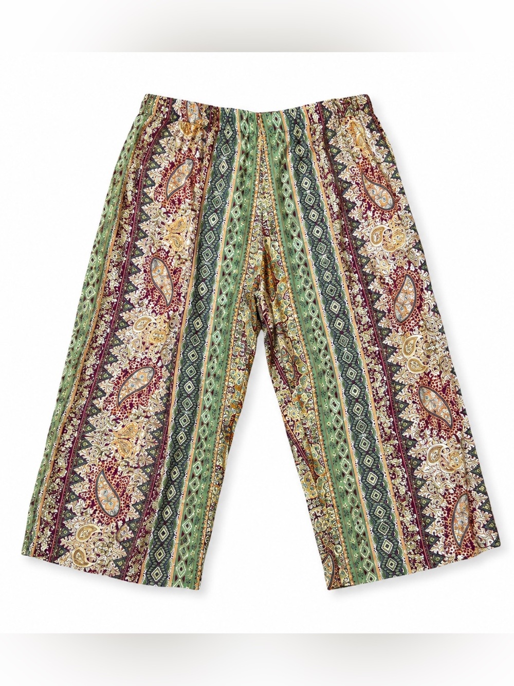 Boca Bay Petite Large Paisley Rayon Pull-On Crop Pants Boho Resort - Picture 5 of 16
